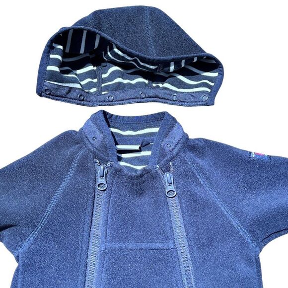 Polarn O. Pyret Navy Blue Unisex Eco Wind Fleece Bunting - Picture 3 of 9